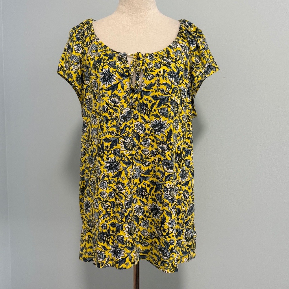 Michael Michael Kors Women’s Short‎ Sleeve Floral Viscose Top Blouse Size XL